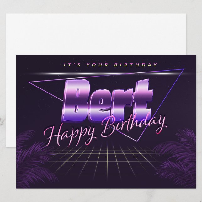 Bert Name First Name pura retro card Birthday (Front/Back)