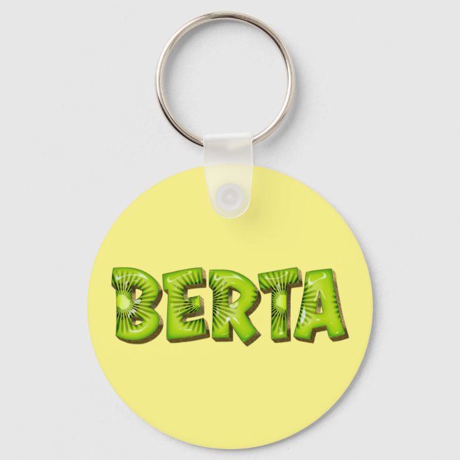 Berta Name Kiwi Design Keychain (Front)