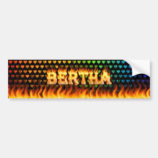 Bertha real fire and flames bumper sticker design (Front)