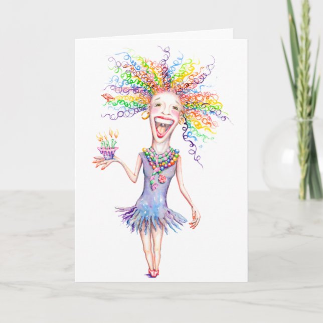 Bertha the Birthday Broad Greeting Card (Front)