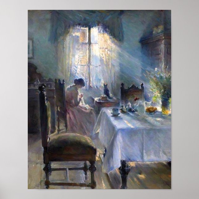 Bertha Wegmann - Woman Sewing In An Interior Poster (Front)