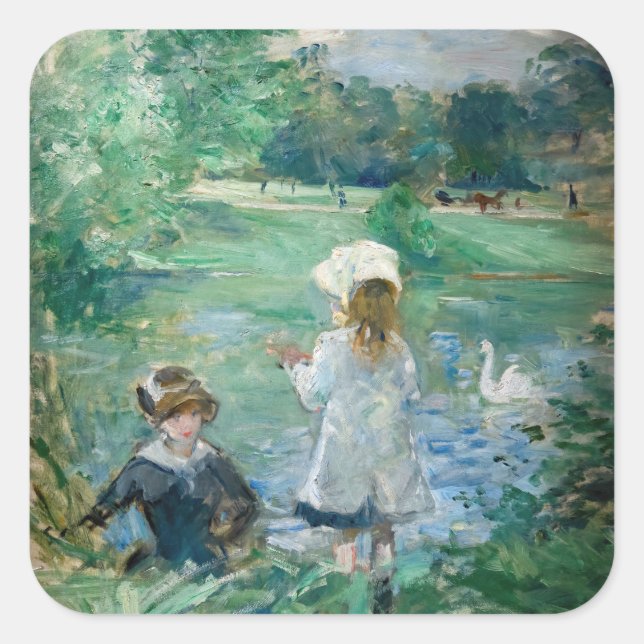 Berthe Morisot - Beside a Lake Square Sticker (Front)