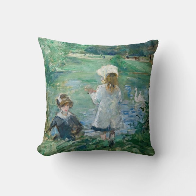 Berthe Morisot - Beside a Lake Throw Pillow (Front)