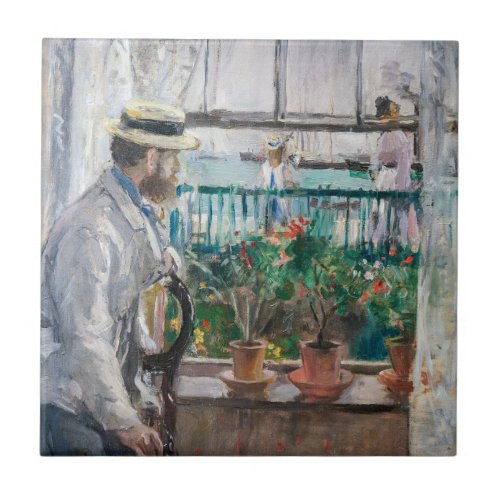 Berthe Morisot _ Eugene Manet on the Isle of Wight Ceramic Tile