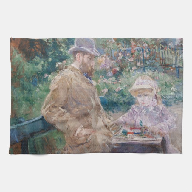 Berthe Morisot - Eugene Manet with his daughter Kitchen Towel (Horizontal)