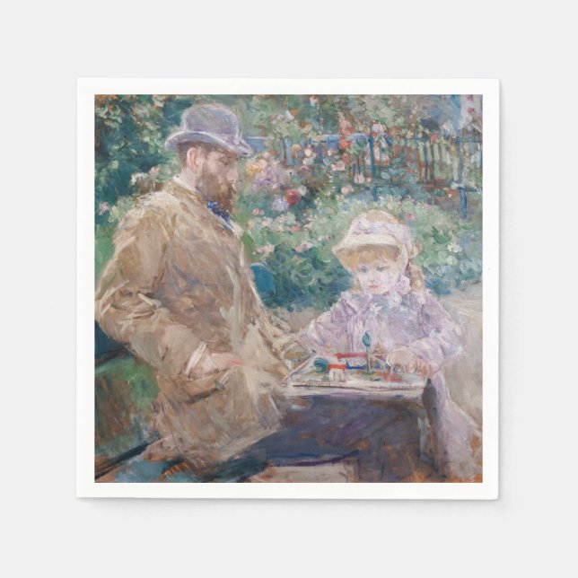 Berthe Morisot - Eugene Manet with his daughter Napkins (Front)