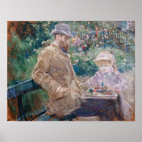 Berthe Morisot _ Eugene Manet with his daughter Poster