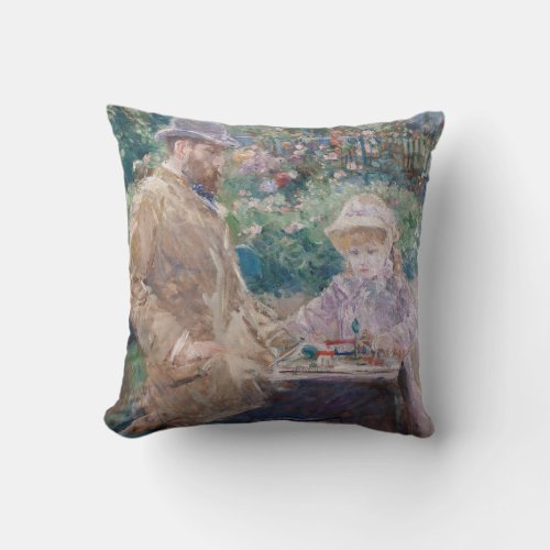 Berthe Morisot _ Eugene Manet with his daughter Throw Pillow