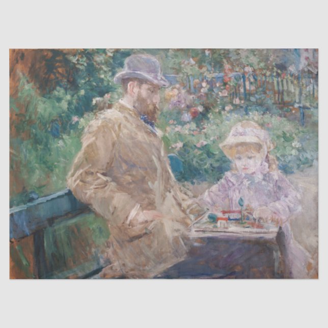 Berthe Morisot - Eugene Manet with his daughter Tissue Paper (Front)