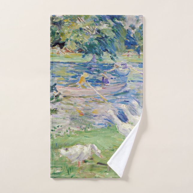 Berthe Morisot - Girl in a Boat with Geese Bath Towel Set (Hand Towel)