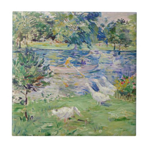 Berthe Morisot _ Girl in a Boat with Geese Ceramic Tile