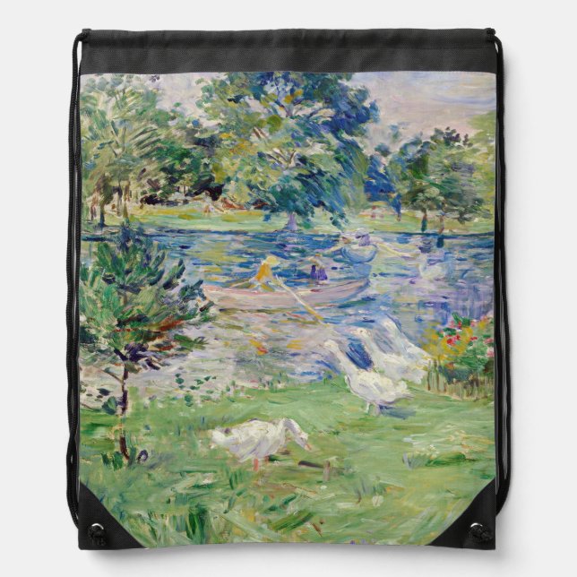 Berthe Morisot - Girl in a Boat with Geese Drawstring Bag (Front)
