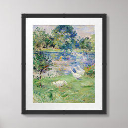 Berthe Morisot - Girl in a Boat with Geese Framed Art