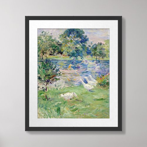 Berthe Morisot _ Girl in a Boat with Geese Framed Art