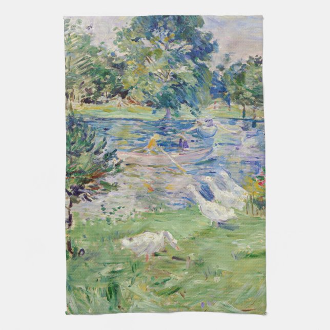Berthe Morisot - Girl in a Boat with Geese Kitchen Towel (Vertical)