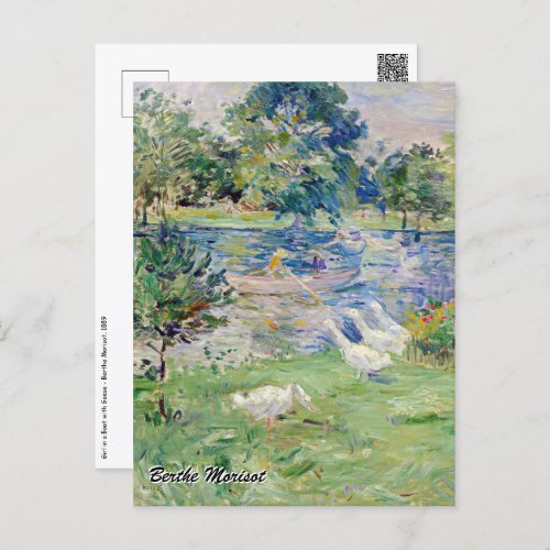 Berthe Morisot _ Girl in a Boat with Geese Postcard