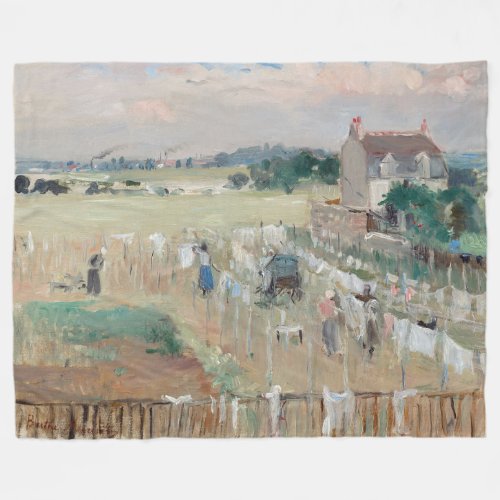 Berthe Morisot _ Hanging the Laundry out to Dry Fleece Blanket