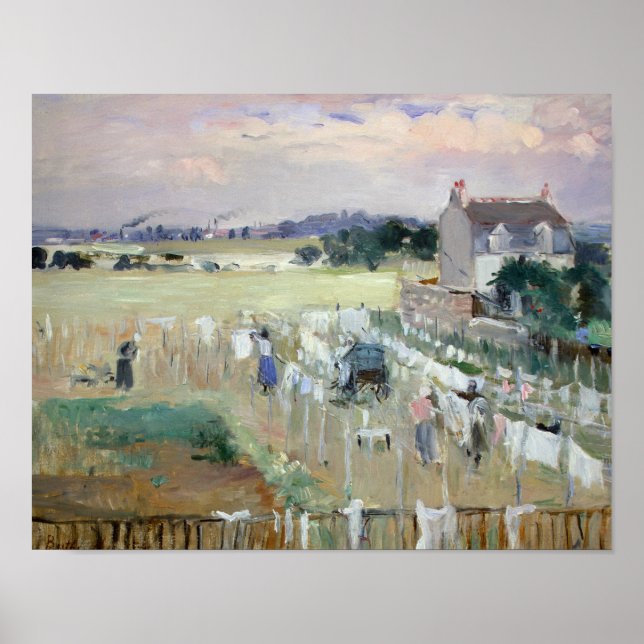 Berthe Morisot - Hanging the Laundry out to Dry Poster (Front)