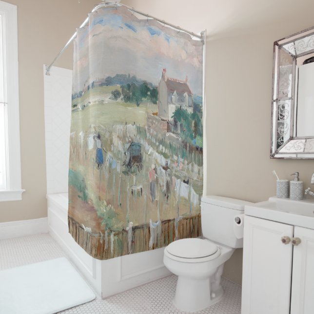 Berthe Morisot - Hanging the Laundry out to Dry Shower Curtain (In Situ)