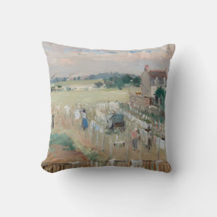 Berthe Morisot - Hanging the Laundry out to Dry Throw Pillow