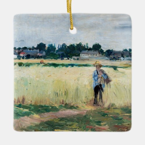 Berthe Morisot _ In the Wheatfield at Gennevillier Ceramic Ornament