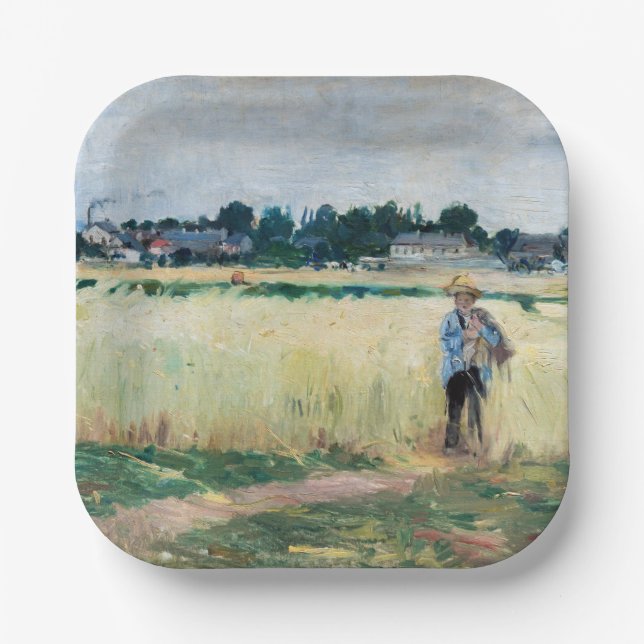 Berthe Morisot - In the Wheatfield at Gennevillier Paper Plates (Front)