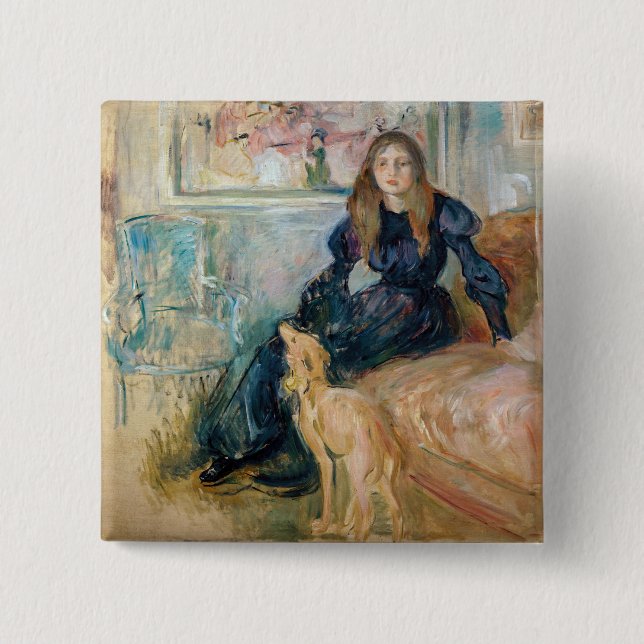 Berthe Morisot - Julie and her Greyhound Laerte Button (Front)