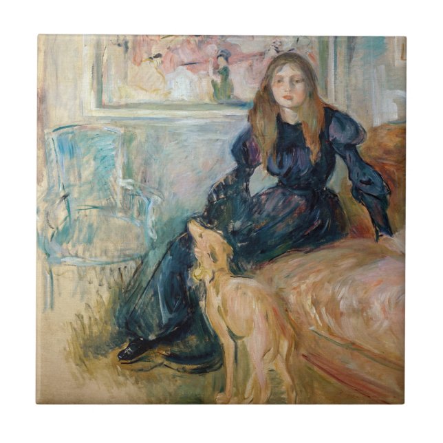 Berthe Morisot - Julie and her Greyhound Laerte Ceramic Tile (Front)