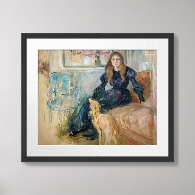 Berthe Morisot - Julie and her Greyhound Laerte Framed Art (Framed Front)