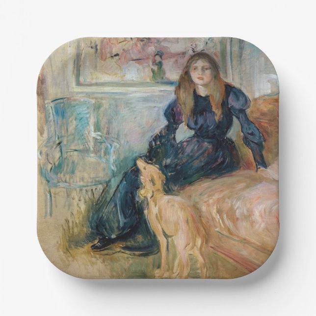 Berthe Morisot - Julie and her Greyhound Laerte Paper Plates (Front)