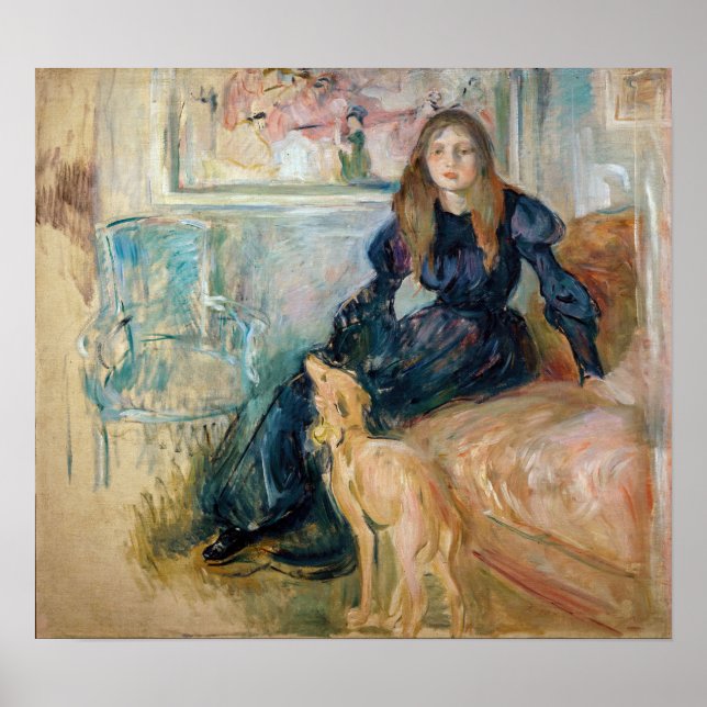 Berthe Morisot - Julie and her Greyhound Laerte Poster (Front)