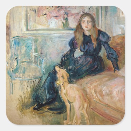 Berthe Morisot _ Julie and her Greyhound Laerte Square Sticker