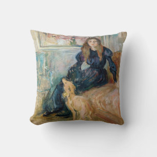 Berthe Morisot - Julie and her Greyhound Laerte Throw Pillow