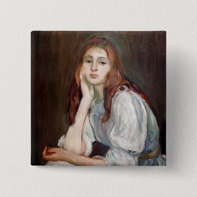 Berthe Morisot - Julie Daydreaming Button (Front)