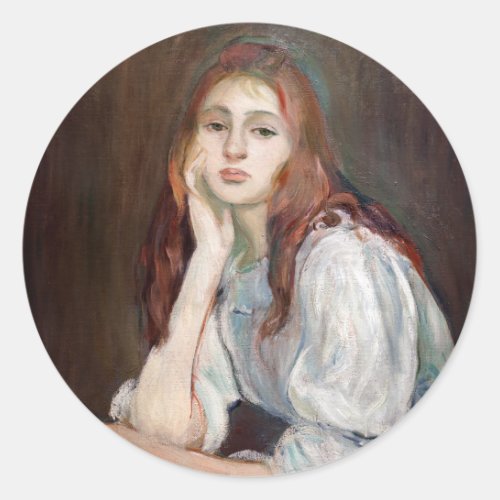 Berthe Morisot _ Julie Daydreaming Classic Round Sticker
