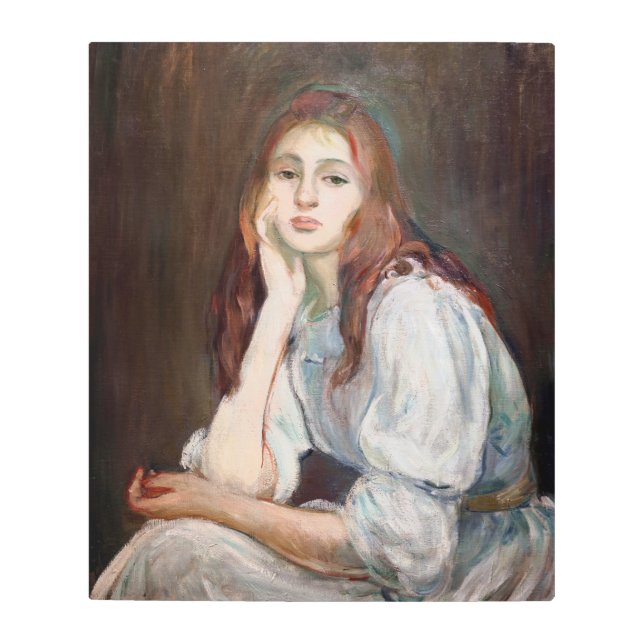 Berthe Morisot - Julie Daydreaming Metal Print (Front)