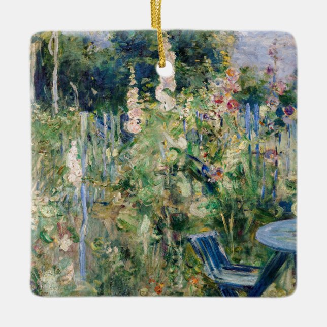 Berthe Morisot - Roses Tremieres Ceramic Ornament (Front)
