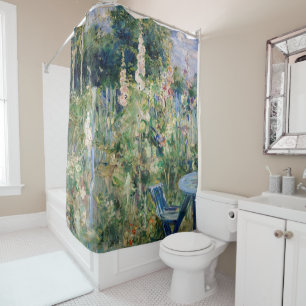 Berthe Morisot - Roses Tremieres / Hollyhocks Shower Curtain