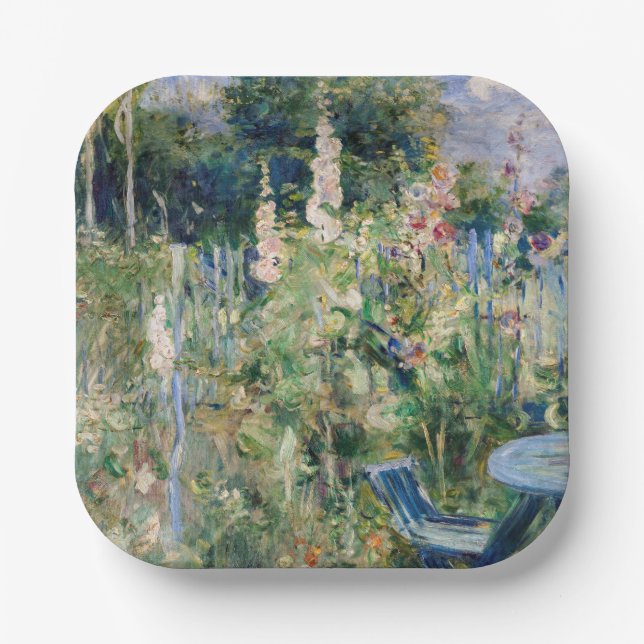 Berthe Morisot - Roses Tremieres Paper Plates (Front)