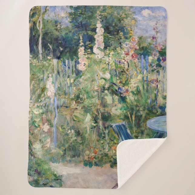 Berthe Morisot - Roses Tremieres Sherpa Blanket (Front)