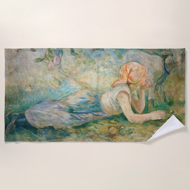 Berthe Morisot - Shepherdess Resting Beach Towel (Front)