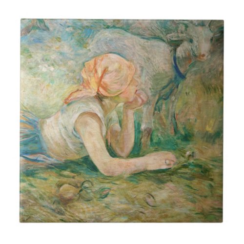 Berthe Morisot _ Shepherdess Resting Ceramic Tile
