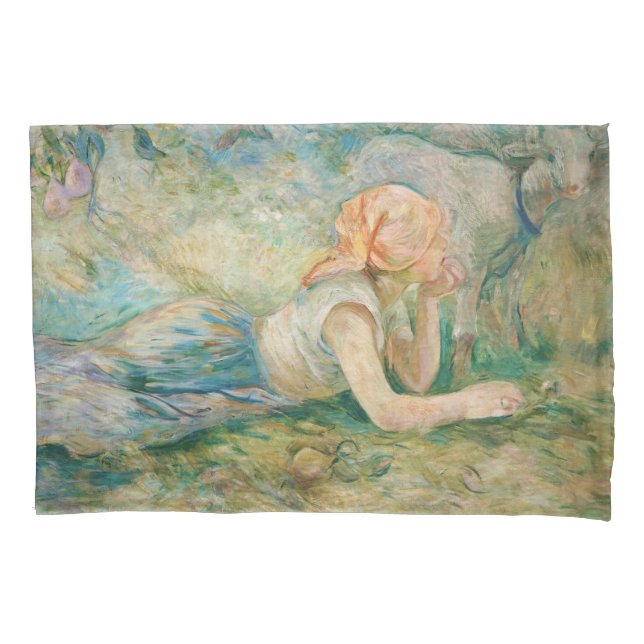 Berthe Morisot - Shepherdess Resting Pillow Case (Front)