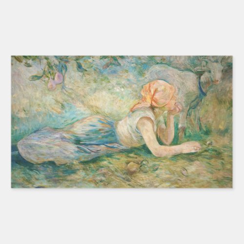 Berthe Morisot _ Shepherdess Resting Rectangular Sticker