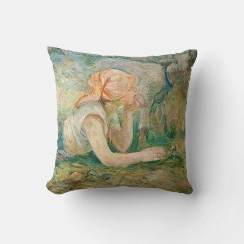 Berthe Morisot _ Shepherdess Resting Throw Pillow