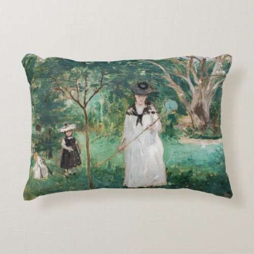 Berthe Morisot _ The Butterfly Hunt Accent Pillow