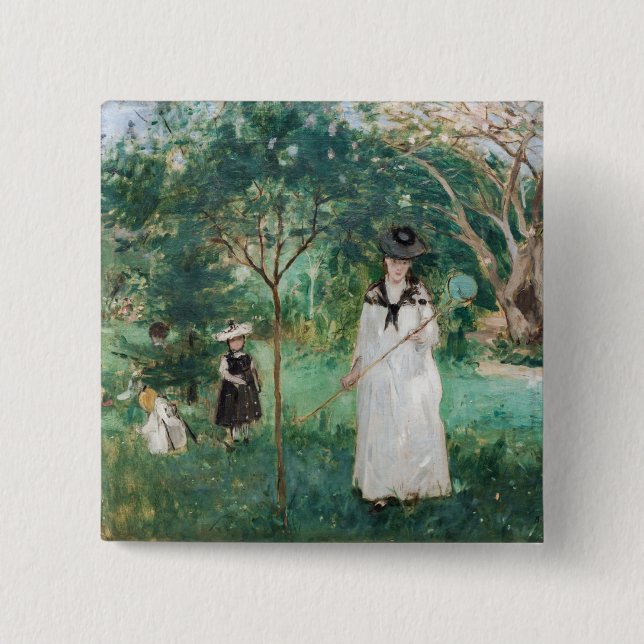 Berthe Morisot - The Butterfly Hunt Button (Front)