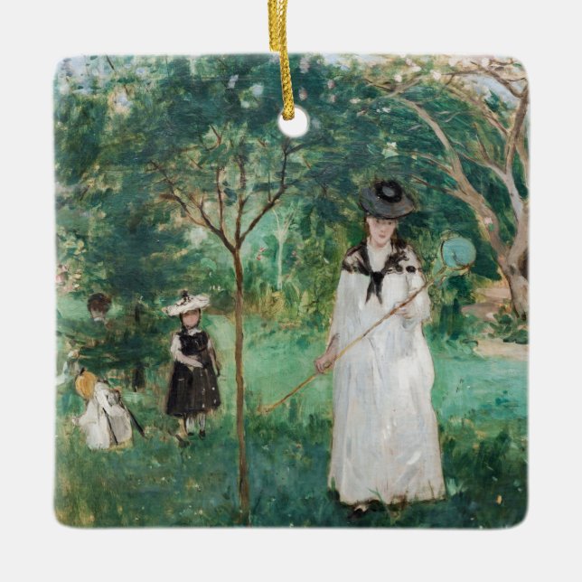 Berthe Morisot - The Butterfly Hunt Ceramic Ornament (Front)