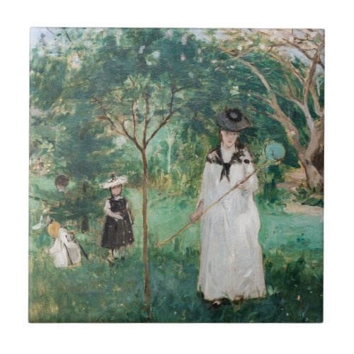 Berthe Morisot _ The Butterfly Hunt Ceramic Tile