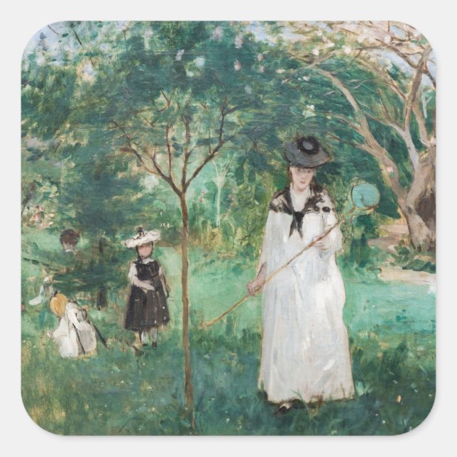Berthe Morisot - The Butterfly Hunt Square Sticker (Front)